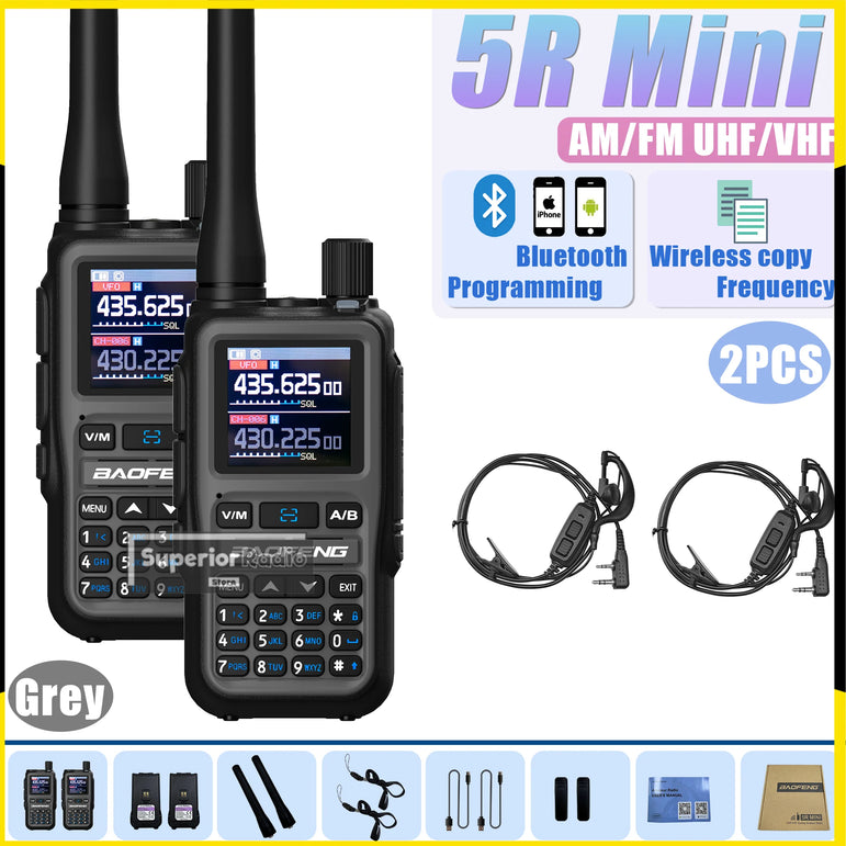 1/2PCS Baofeng UV-5R Mini Walkie Talkie Bluetooth Programming Type-C Dual PTT Lightweight 999 Channels Flashlight Frequency Copy