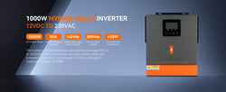 PowMr 1KW 12V Hybrid Solar Inverter 1.5KW 24V Off Grid Pure Sine Wave Inverter with MPPT 80A Solar Charge Controller For Battery
