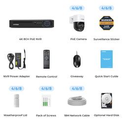 H.view 8CH 4K 5MP 8MP CCTV Security Camera System PTZ Home Video Surveillance Kit Outdoor IP Camera Humanoid Detection