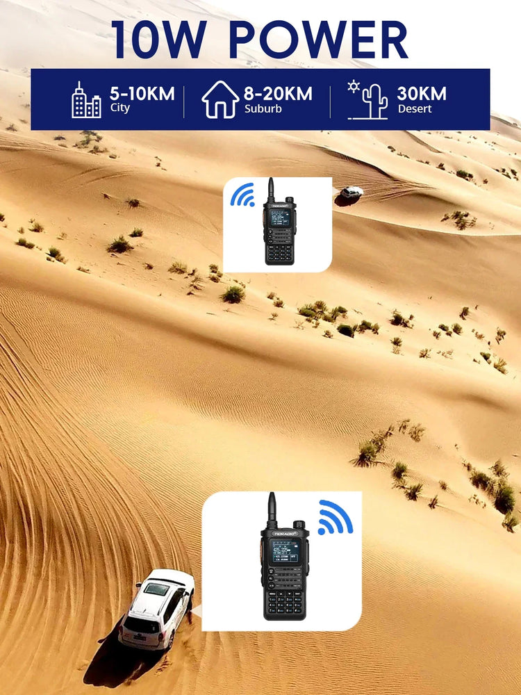 TIDRADIO 10W Walkie Talkie long range Portable Radio connection cell Phone Outdoor Programming Two Way Commutator TD-H8 VHF UHF