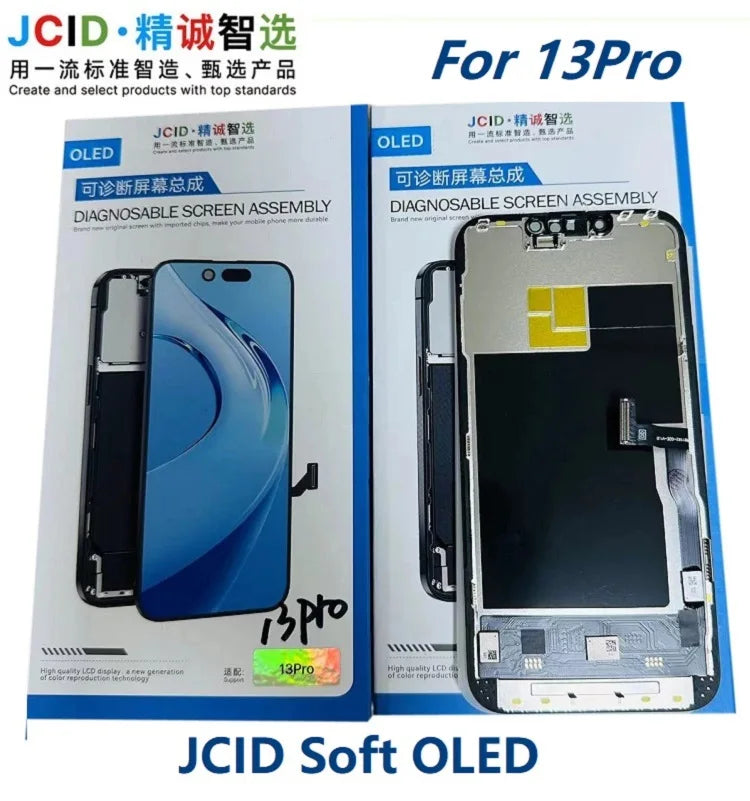 JCID OLED Screen Diagnosable Assembly NEW Soft Hard FHD Touch Display Pantalla For iphone 12 13 15 16 Without IC Removal No Pop