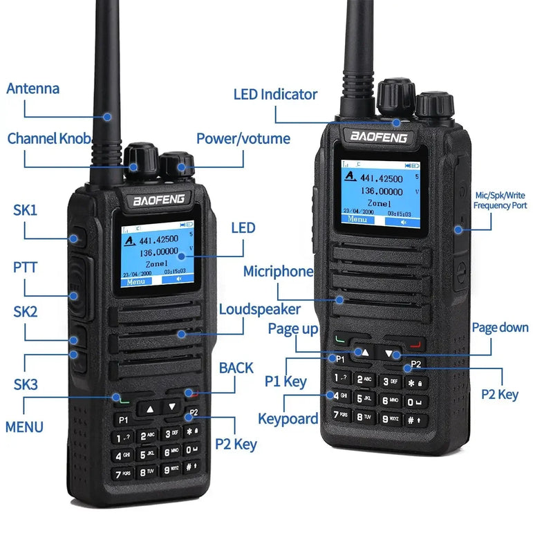 1701 open gd77 Baofeng Digital Walkie Talkie Dual Mode DMR Analog Two Way Radio Dual Time slot Tier 1+2 Dr 1801