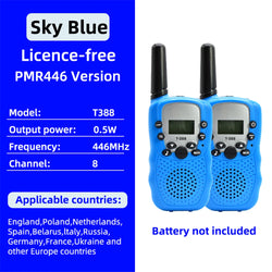 1 Pair Rt-388 Kids Walkie Talkies 0.5W Portable Child Electronic Radio Voice Interphone Outdoor LCD Display Toys Christmas Gifts
