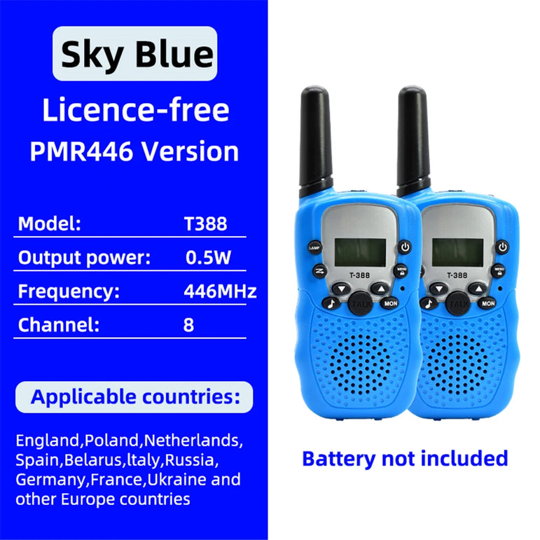 1 Pair Rt-388 Kids Walkie Talkies 0.5W Portable Child Electronic Radio Voice Interphone Outdoor LCD Display Toys Christmas Gifts