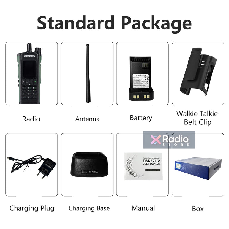 New BAOFENG DM-32 Walkie Talkie With Belt Holster DMR GPS 10W Programming Wireless Copy Frequency Type-C DM32 Ham Two Way Radios