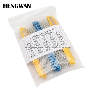 150PCS 300PCS 1/2W 1W 2W 3W Resistance 1% Metal Film Resistor Assortment Kit Set 30Kinds Each 5/10PCS 1R~750R 1K~820K Ohm