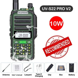 Baofeng UV-S22 PRO V2 IP68 Waterproof Walkie Talkie Dual Band 136-174/400-520MHz Ham Radio 10W Power 50KM Range 128CH FM Radio