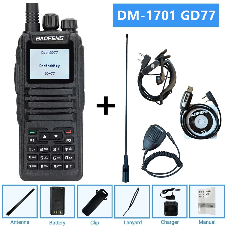 1701 open gd77 Baofeng Digital Walkie Talkie Dual Mode DMR Analog Two Way Radio Dual Time slot Tier 1+2 Dr 1801