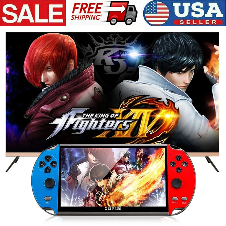 X12 Plus Handheld Game Console 7.1 inch HD Screen Handheld Portable Video Player Built-in 10,000 Classic Video Games Console