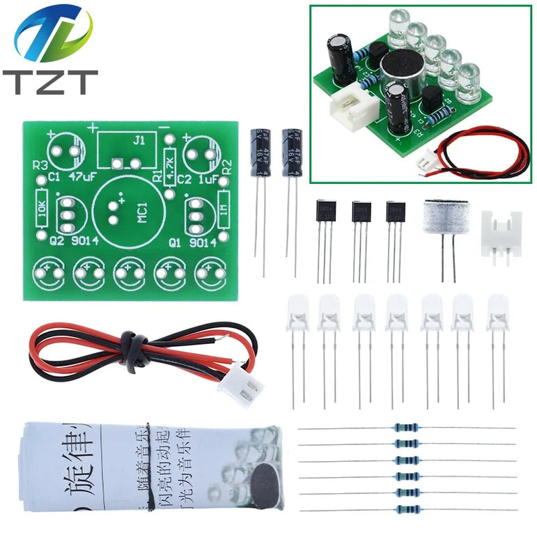 TZT 3V-5.5V Voice Activated Control Lamp LED Melody Light Module DIY Electronic Funny Kit Production Suite Learning Board