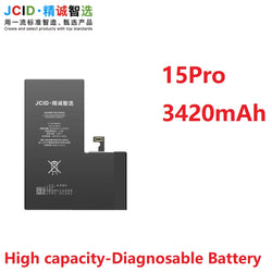 JCID Diagnostic Battery High Capacity For Iphone 12 13 14 100% Heath Visible New 0-cycle No Pop Up Used Genuine Parts On IOS 18