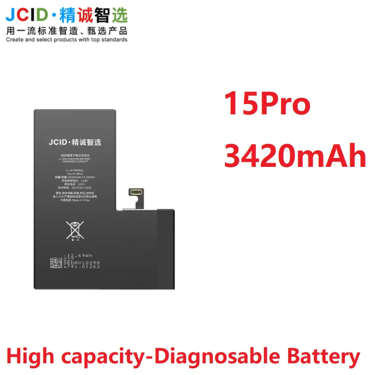 JCID Diagnostic Battery High Capacity For Iphone 12 13 14 100% Heath Visible New 0-cycle No Pop Up Used Genuine Parts On IOS 18