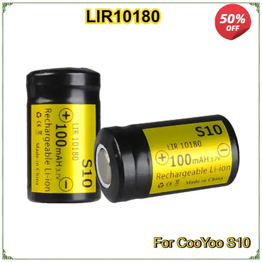 2PCS/lot S10 LIR10180 10180 Rechargeable Lithium-ion Battery for Quantum Flashlight Universal 3.7V 100mAh