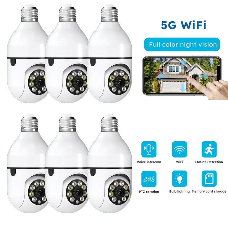 4PC Boykeep Light Bulb Security Cameras, Wireless 5G WiFi ,Ease Life APP,360 Degree E27 1080P Cam,Night Vision,Motion Detection