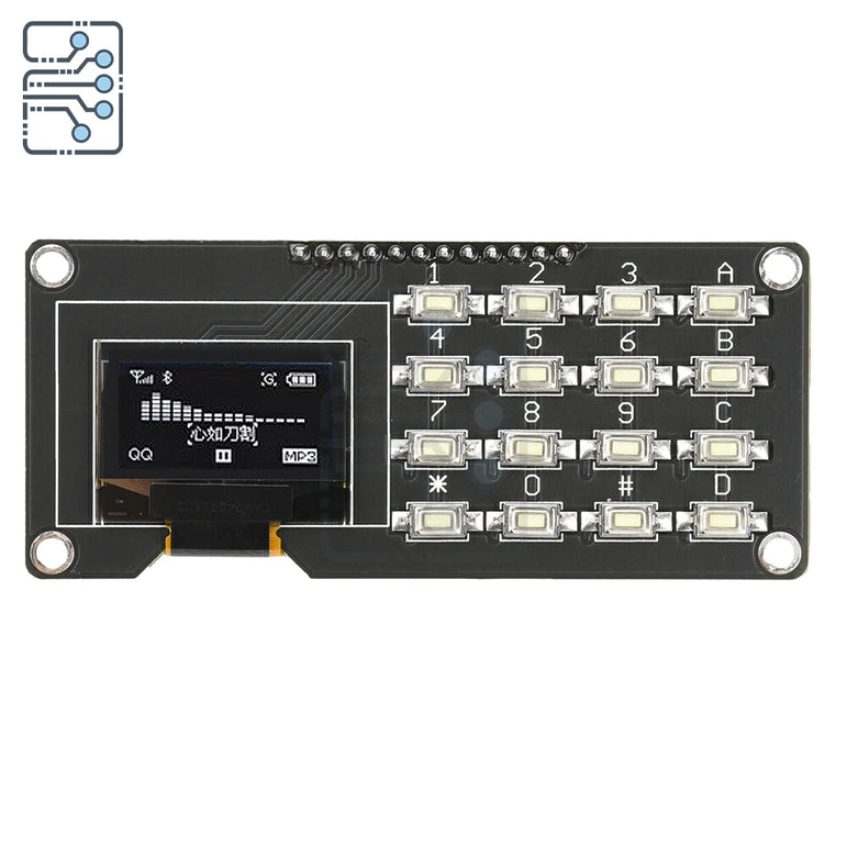0.96 inch/1.3 inch  LCD Screen Board OLED Display Module IIC White SH1106 SSD1306 SSD1315 with 4x4 Key Matrix Keypadfor Arduino