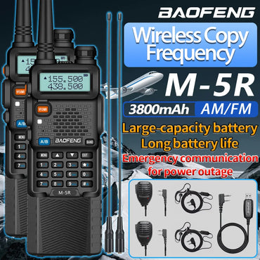 Baofeng M-5R 10W Walkie Talkie 3800mAh Battery Multi Band Wireless Copy Frequency Long Range Commutator Ham UV-5Rx K5 Two Way Ra