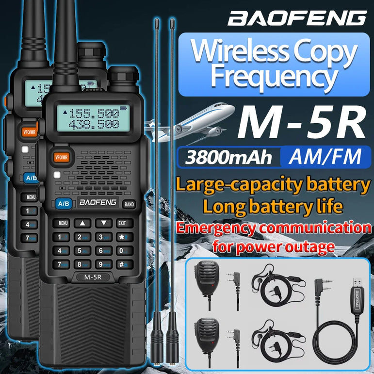 Baofeng M-5R 10W Walkie Talkie 3800mAh Battery Multi Band Wireless Copy Frequency Long Range Commutator Ham UV-5Rx K5 Two Way Ra