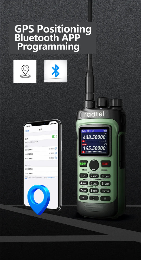 Radtel RT-330 10W Gps Bluetooth App Programming Amateur Radio Power Full Band 136-520MHz TX RX Aviation Frequency  Receive NOAA