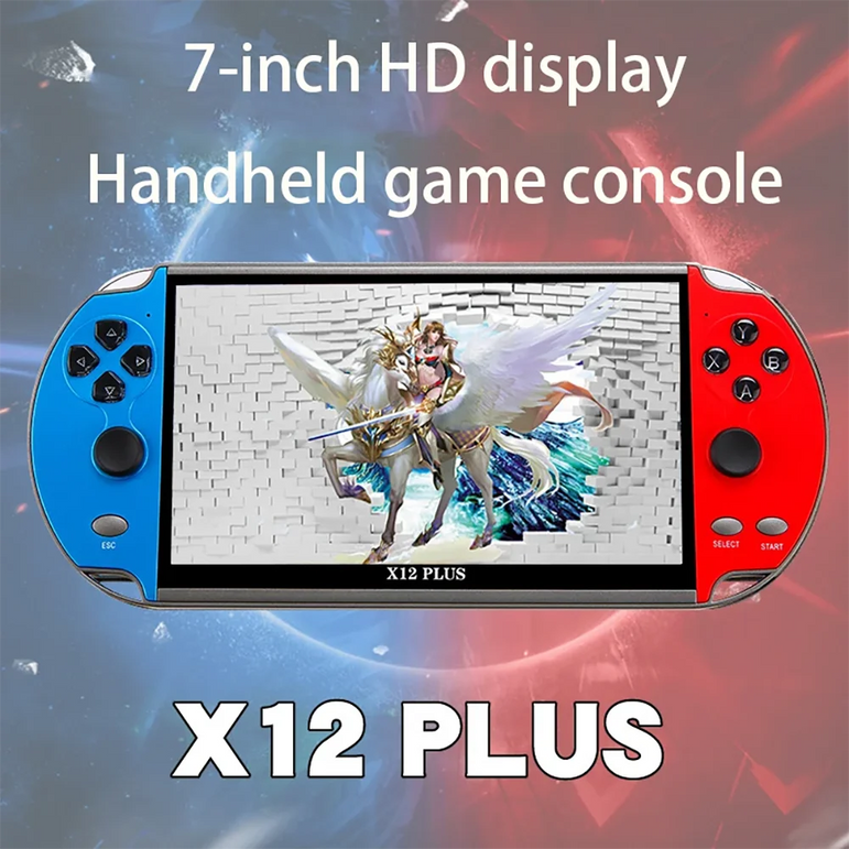 X12 Plus Handheld Game Console 7.1 inch HD Screen Handheld Portable Video Player Built-in 10,000 Classic Video Games Console