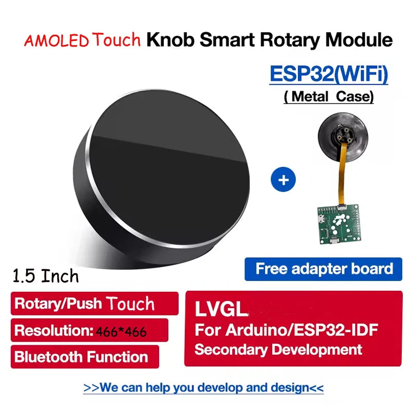 OLED ESP32 S3 LVGL Ar-duino 1.5 Inch 466*466 Circular Knob Rotary Switch Round Touch 1.5 Inch IPS OLED Display with Wifi bles
