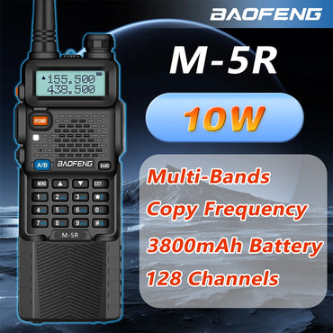 Baofeng M-5R 10W Walkie Talkie 3800mAh Battery Multi Band Wireless Copy Frequency Long Range Commutator Ham UV-5Rx K5 Two Way Ra