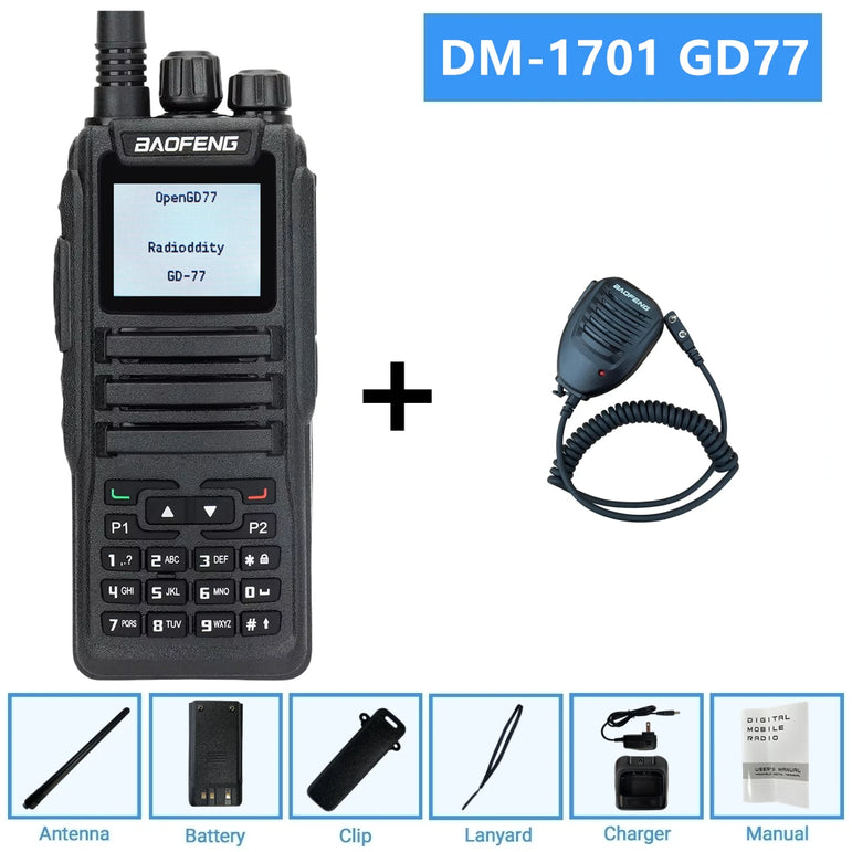 1701 open gd77 Baofeng Digital Walkie Talkie Dual Mode DMR Analog Two Way Radio Dual Time slot Tier 1+2 Dr 1801