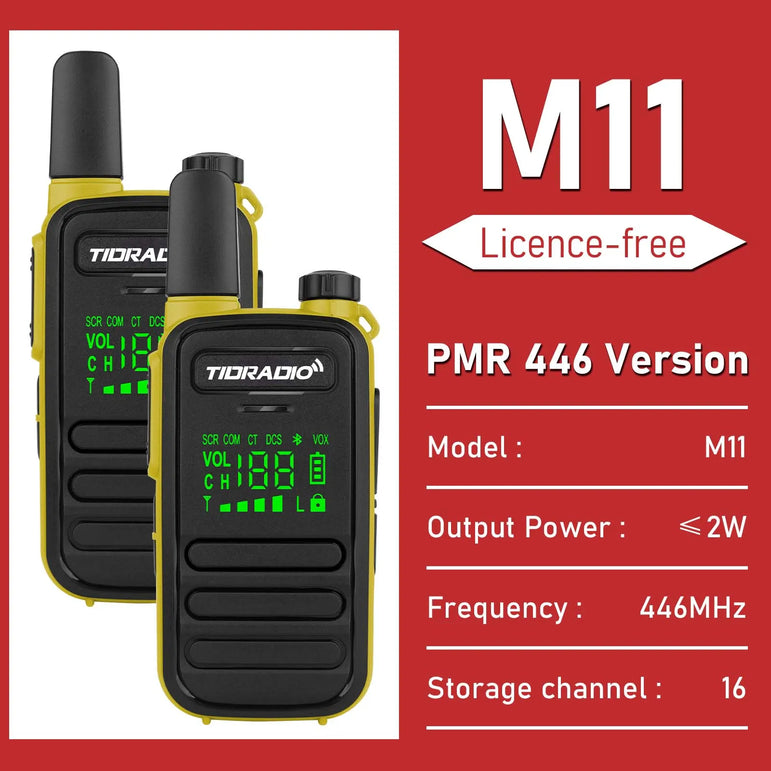 TIDRADIO 2PCS M11 Mini Walkie Talkie Profesional PMR /FRS Long Range Communication Radio Two Way Radio Transceiver Colorful
