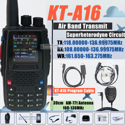 Air Band Transmit KT-A16 Walkie Talkie TX:108.000-136.999MHz RX:108.0000-136.999MHz 6W 200Ch W/10 NOAA Weather Forecast Channels