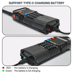 Baofeng UV-5R 8W Long Range Walkie Talkie 3800mAh Type-c Ham Amateur Communication Two Way Radio for Adults Camping