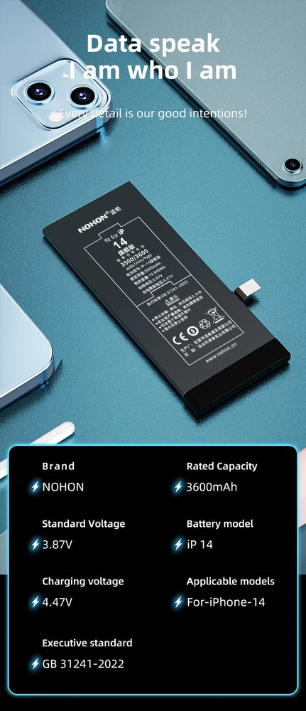 NOHON 3500mAh Battery for iPhone 14 13 11 12 Pro 15 SE 2022 2020 SE3 SE2 X XR XS Max Replacement Batteries Big Capacity