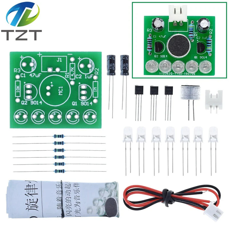 TZT 3V-5.5V Voice Activated Control Lamp LED Melody Light Module DIY Electronic Funny Kit Production Suite Learning Board