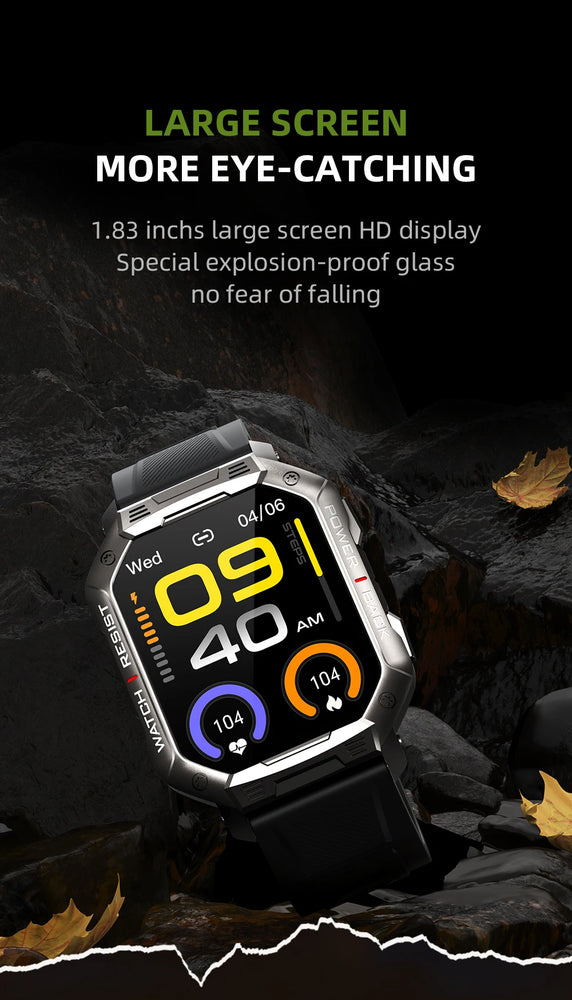 New KUMI U3 Pro Smart Watch 1.83'' Smartwatch Bluetooth Call 100+ Sport Heart Rate for Men Women Support IP68 Waterproof