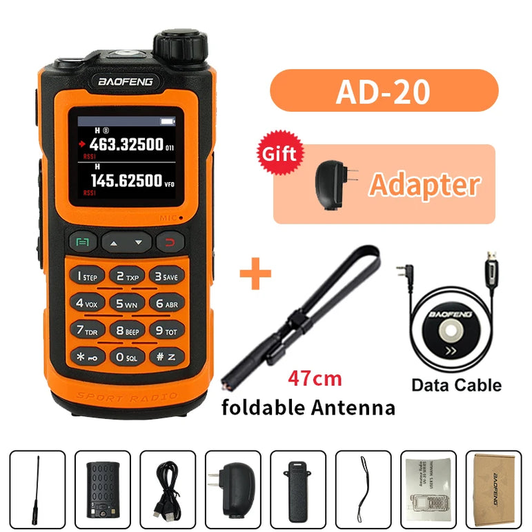 Baofeng AD-20 Walkie Talkie Full Band Analog/Digital Wireless Copy Frequency 1024CH Text Message Digital Encryption Record Radio