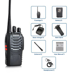 2pcs Baofeng BF-88E portable wireless Handheld walkie16CH UHF 446.00625-446.19375MHz 12.5KHz Channel Separation with USB Charger