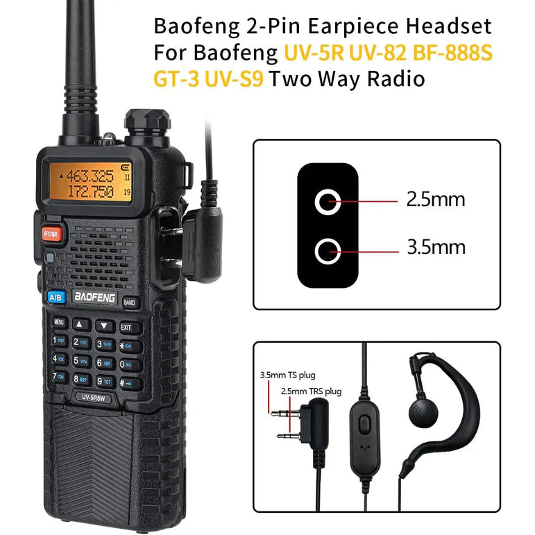 Baofeng UV-5R 8W Long Range Walkie Talkie 3800mAh Type-c Ham Amateur Communication Two Way Radio for Adults Camping