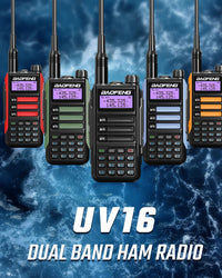 BaoFeng UV16 Walkie-Talkie 8/10W Tri-Power IP68 Waterproof Long Range USB C Dual Band VHF UHF Two Way Portable Ham Two Way Radio