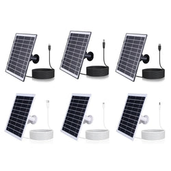 30W Solar Panel for Security Camera Micro USB/USB-C/DC5521 360°Adjustable Mount IP65 Waterproof for EufyCam/Wyze Cam