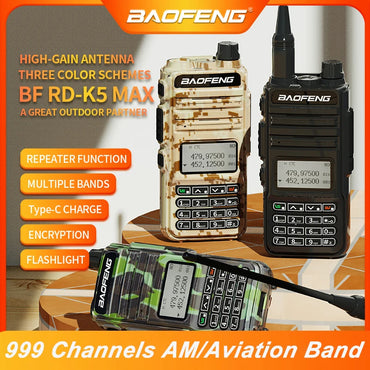 Baofeng RD-K5 Ham Walkie Talkie High Gain Antenna Encryption Anti-interference Air Band 108-136 Mhz 5-10KM Uhf Vhf Two Way Radio