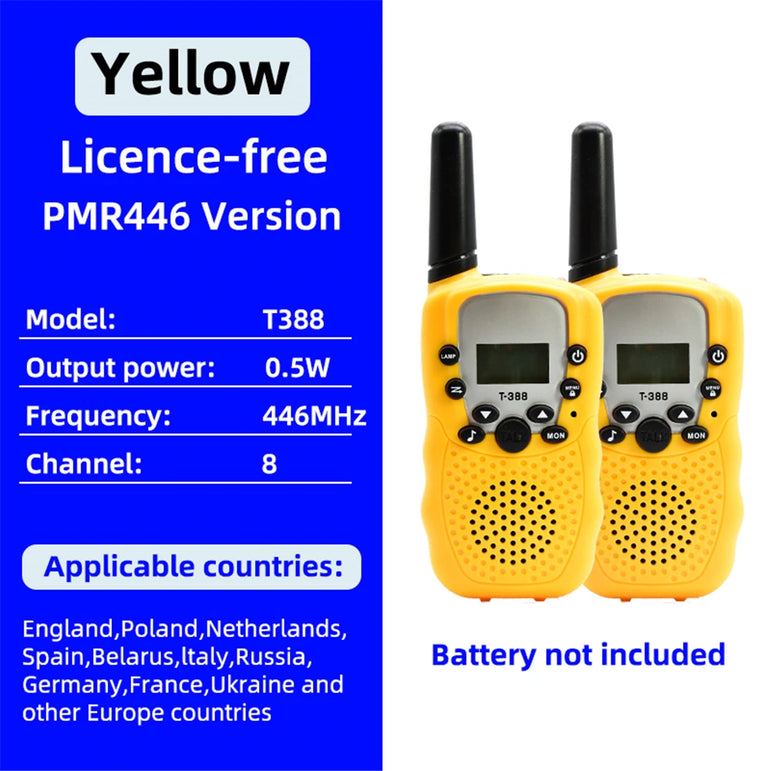 1 Pair Rt-388 Kids Walkie Talkies 0.5W Portable Child Electronic Radio Voice Interphone Outdoor LCD Display Toys Christmas Gifts