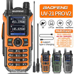 Baofeng UV-21 Pro V2 Air Band Walkie Talkie Wireless Copy Frequency AM Type-C Long Range Upgrade UV-5R Ham Radio