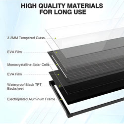 WERCHTAY 100W 12V 12BB Monocrystalline Solar Panel IP67 Waterwoof High-Efficiency & Easy to Install for RV Boat Roof Charging