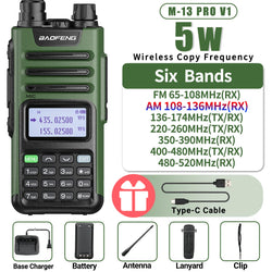 BaoFeng M-13 PRO V1 V2 High Power Multi Band Walkie Talkie Type C Charger Long Range Upgraded UV-13 PRO V1 V2 Ham Two Way Radio