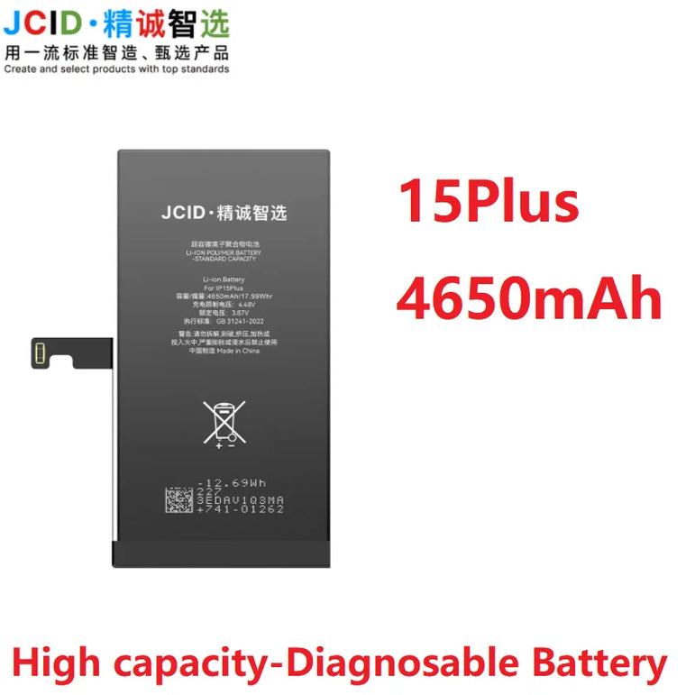 JCID Diagnostic Battery High Capacity For Iphone 12 13 14 100% Heath Visible New 0-cycle No Pop Up Used Genuine Parts On IOS 18