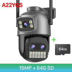 6K 15MP HD IP Camera Outdoor Three-Lens External WiFi Camera 4K 8MP Dual Screen Security PTZ Cam Auto Tracking Surveillance