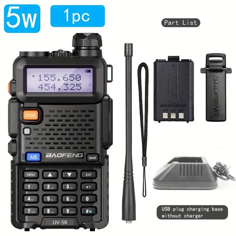 1/2PCS Baofeng UV 5R walkie talkie remote communication dual band VHF UHF FM transceiver bidirectional USB fast charging