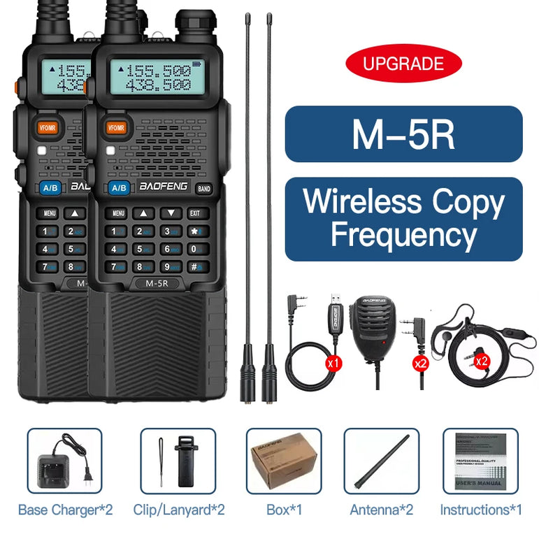 Baofeng M-5R 10W Walkie Talkie 3800mAh Battery Multi Band Wireless Copy Frequency Long Range Commutator Ham UV-5Rx K5 Two Way Ra