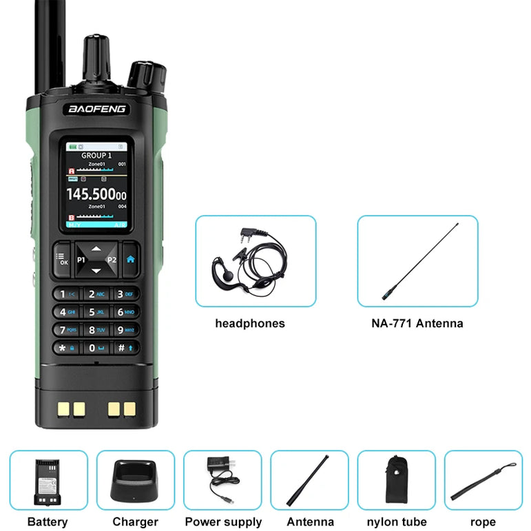 New BAOFENG UV-32 Walkie Talkie GPS 10W Bluetooth APP Programming Multi Band Wireless Copy Frequency Type-C UV32 Ham 2 Way Radio
