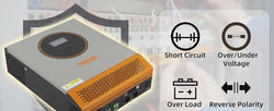 PowMr 2400W Pure Sine Wave Inverter 24VDC to 110V/120VAC 50A PWM Charging Controller Max PV 80VDC Solar Inverter Off-grid System