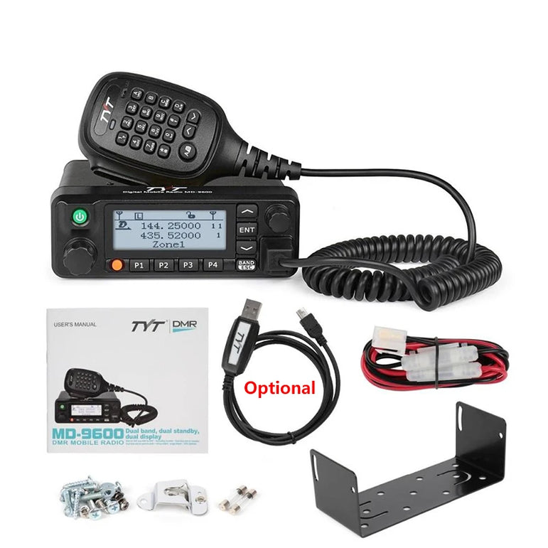 TYT MD-9600 PLUS GPS AES 256 Dual Band DMR Mobile Radio 50/45/25W Car Truck Transceiver 136-174MHz 400-480Mhz Amateur Radio