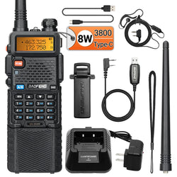 Baofeng UV-5R 8W Long Range Walkie Talkie 3800mAh Type-c Ham Amateur Communication Two Way Radio for Adults Camping